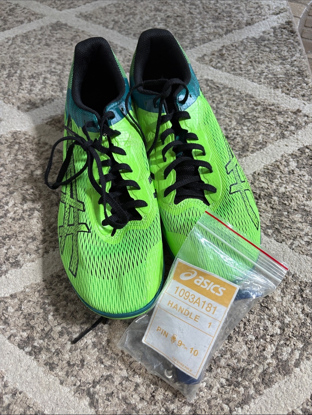 Asics Neon Green and Black unisex  Running Sneakers size 10 1/2